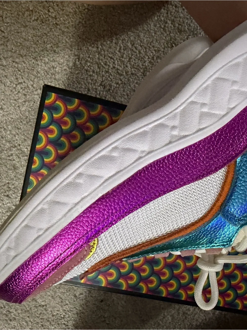 Kurt Geiger Colorblock Leather & Mesh Sneakers - White, Pink, Teal, Purple